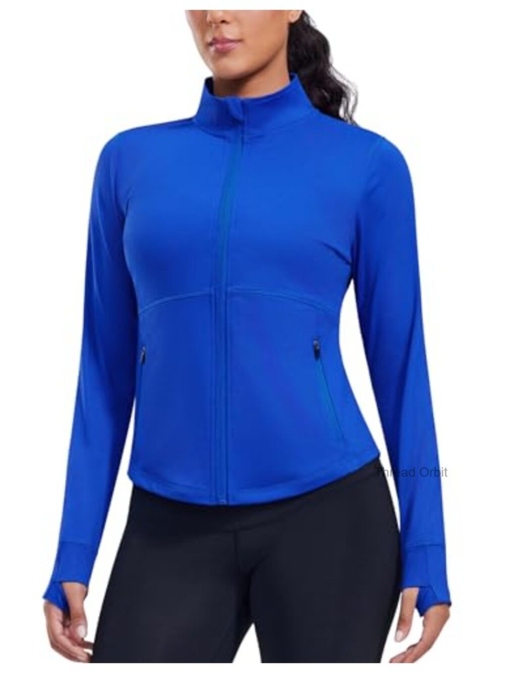 PINSPARK Women's Cropped Workout Jacket Lightweight Full Zip Running Jacket